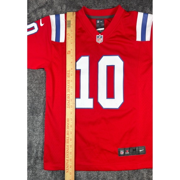 Mac Jones Red New England Patriots Jersey Size Youth Medium 10/12 - Picture 6 of 7